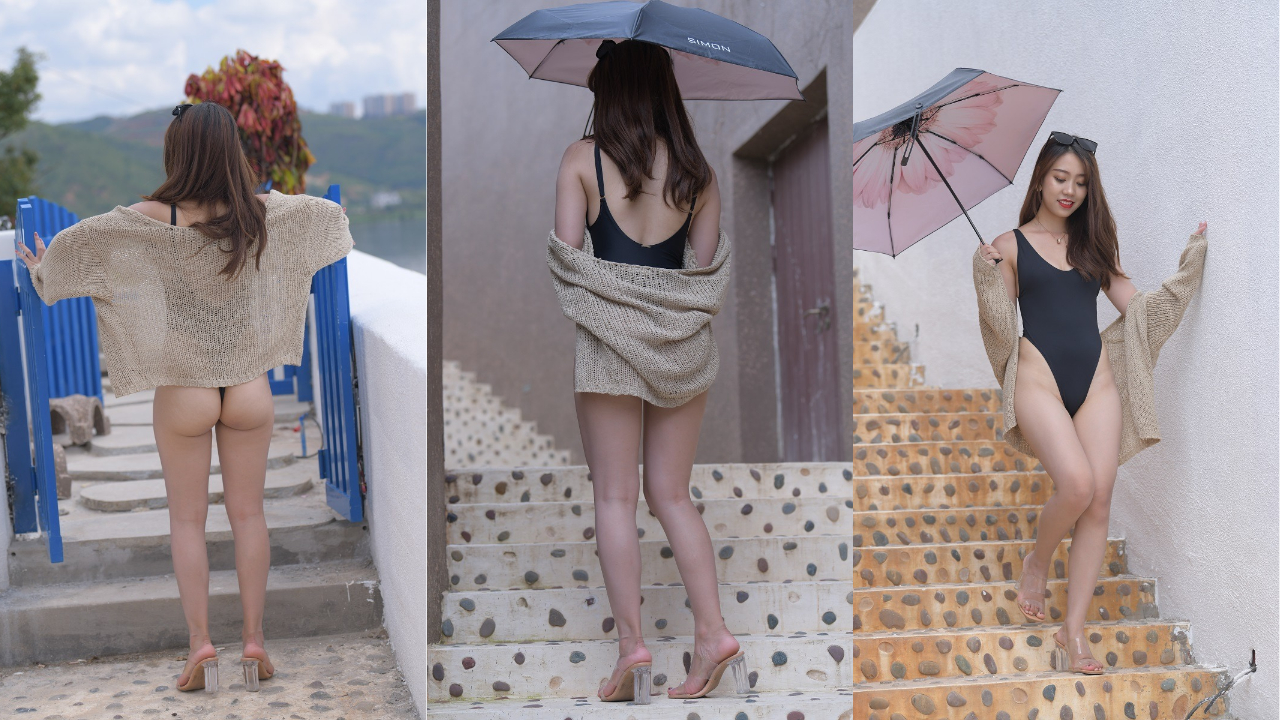 红石旅拍作品 第一篇：黑色比基尼小姐姐